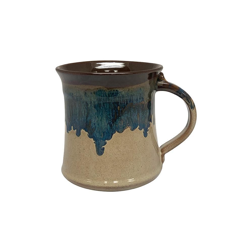 Handcrafted clay mugs of various colors and designs