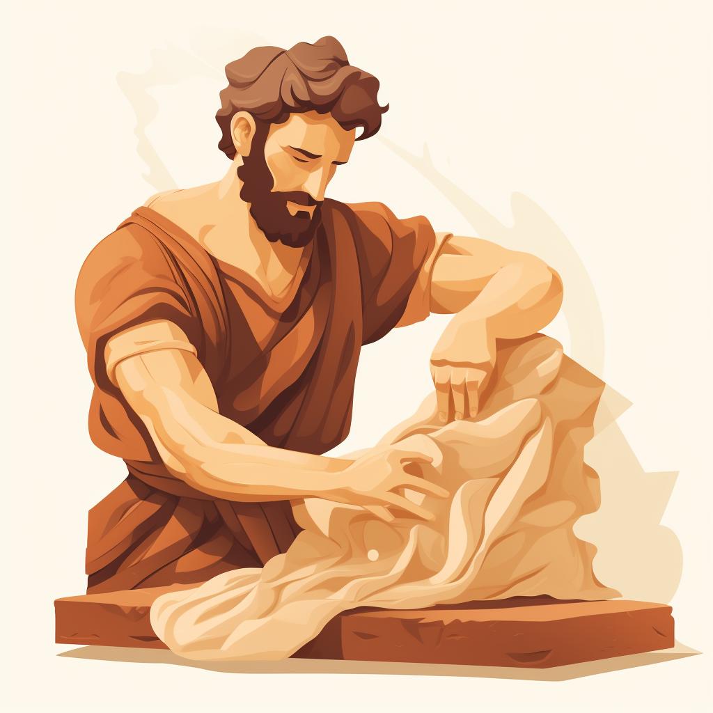 Buffing clay sculpture with a cloth