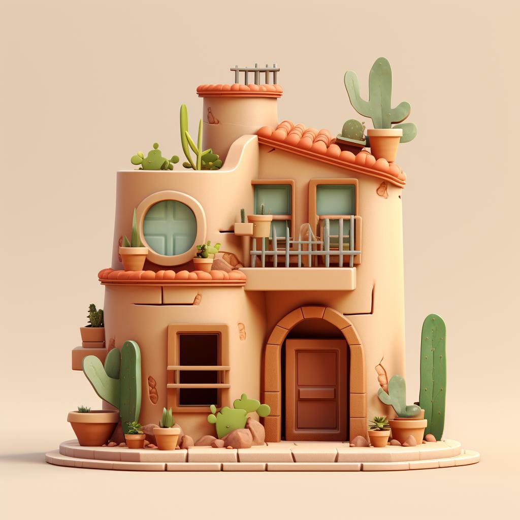 Assembled clay house with added details