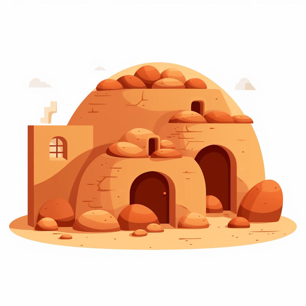 Clay house being left to dry or placed in an oven